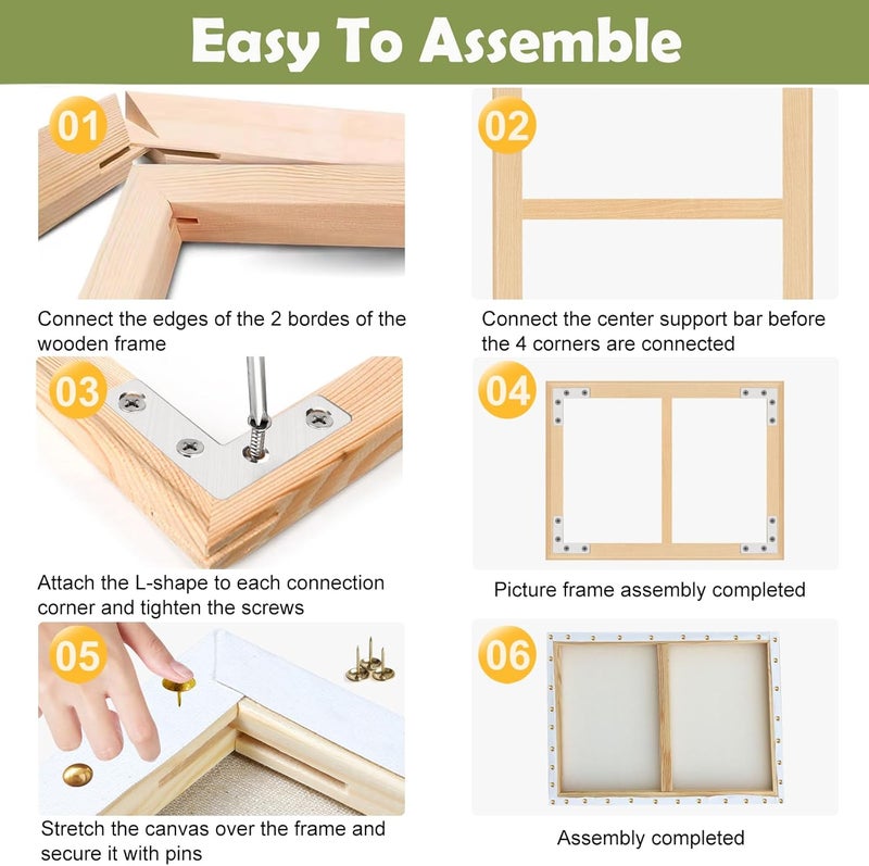EVNEED DIY Canvas Stretcher Bars 2 Pack 24x36 Inch Removable Canvas Frame - Easy to Assemble, Gallery Wrap Oil Frame Kits Canvas Wood Stretcher Bars- for Oil Paintings, Prints, Paint - Image 5